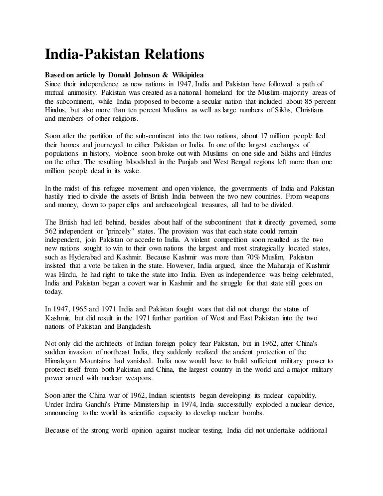 current relation between india and pakistan 2018 pak india relations notes